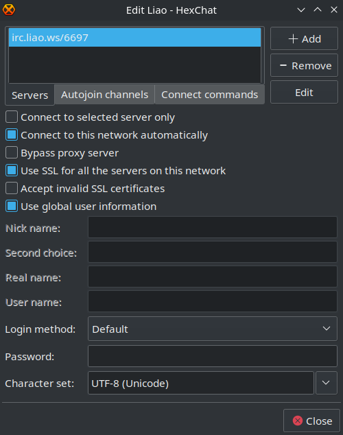 Hexchat connection example